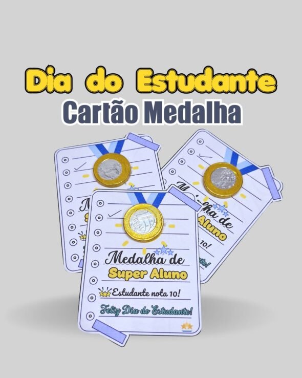 Cartão Medalha Dia do Estudante