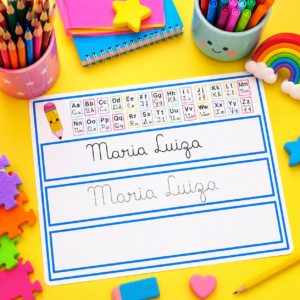 Ficha do Nome Letra Cursiva Editável no Canva