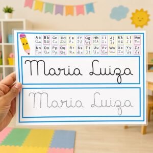 Ficha do Nome Letra Cursiva Editável no Canva